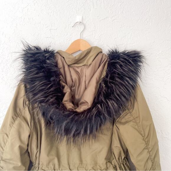 Missguided | Olive Green Puffer Jacket Faux Fur Long - Picture 5 of 8